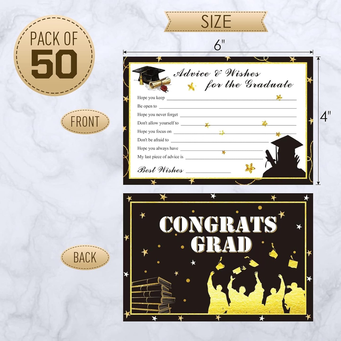 Graduation Advice Cards - 50-Pack Graduate Party Supplies 2026 Advice for the Graduate Decorations Party Favors Table Games Personalized Graduations Cards