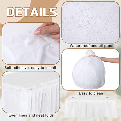 Oudain 6 Pcs Plastic Table Skirts and Stainproof Table Cloths 54 x 108 in Plastic Ruffle Tablecloth 168 x 29 Inches Disposable for Wedding Baby Shower Valentine Spring Easter Party(White)