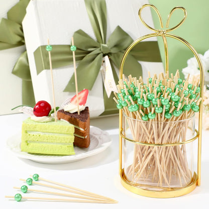 Reallnaive 600 Pcs Cocktail Pick Pearl Fancy Toothpick for Appetizer 4.7 Inch Long Skewer for Drink Fruit Food Bamboo Stick Wedding Bridal Shower Decoration Charcuterie Accessories (White)