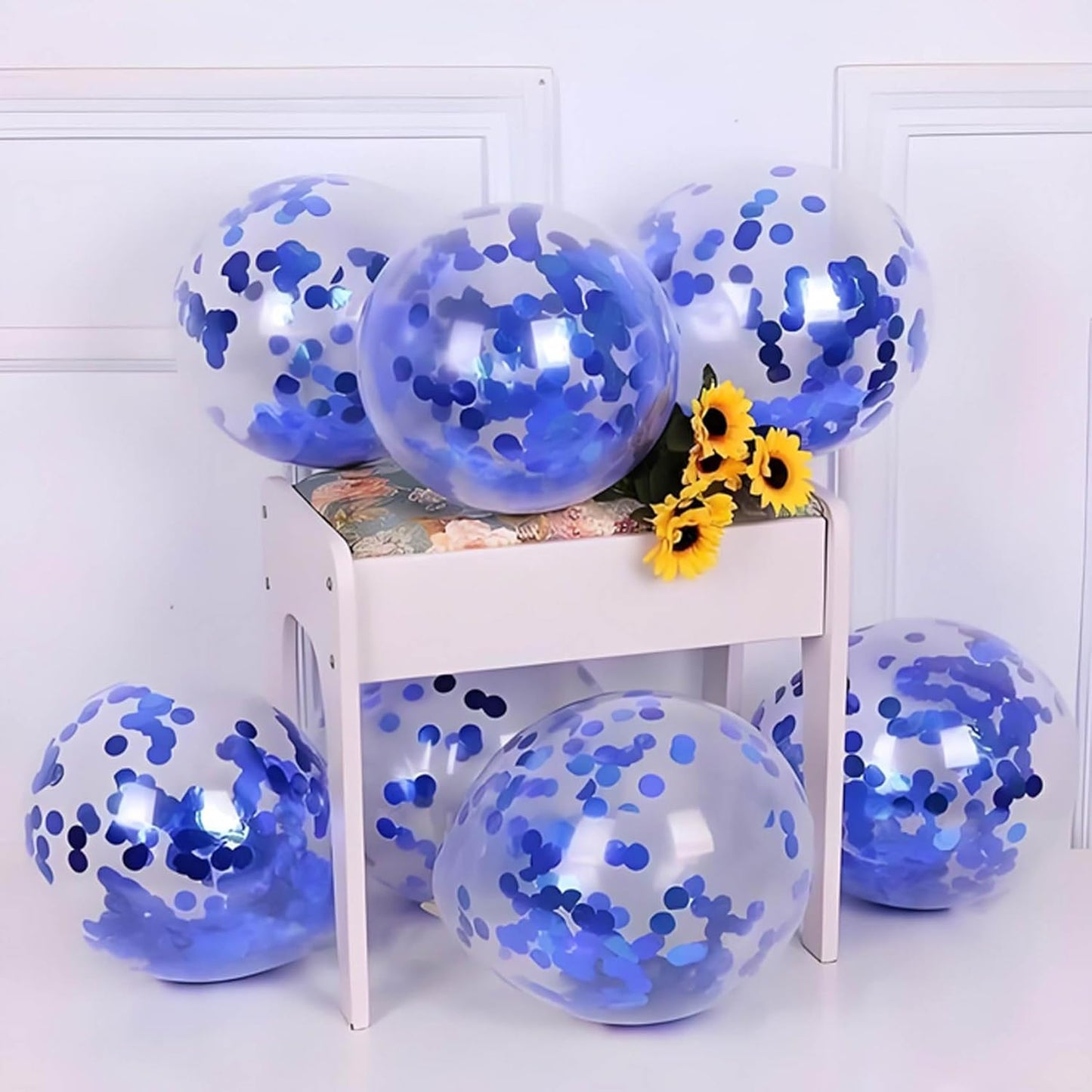 Blue Metallic Foil Confetti 8000 Pcs Shiny Round Table Confetti for Fill Balloon Wedding Graduation Party Decorations,60g of pack