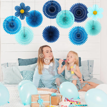 Party Hanging Paper Fans Decoration Set for Wedding Birthday Party Mother's Day Round Events Accessories Set of 8