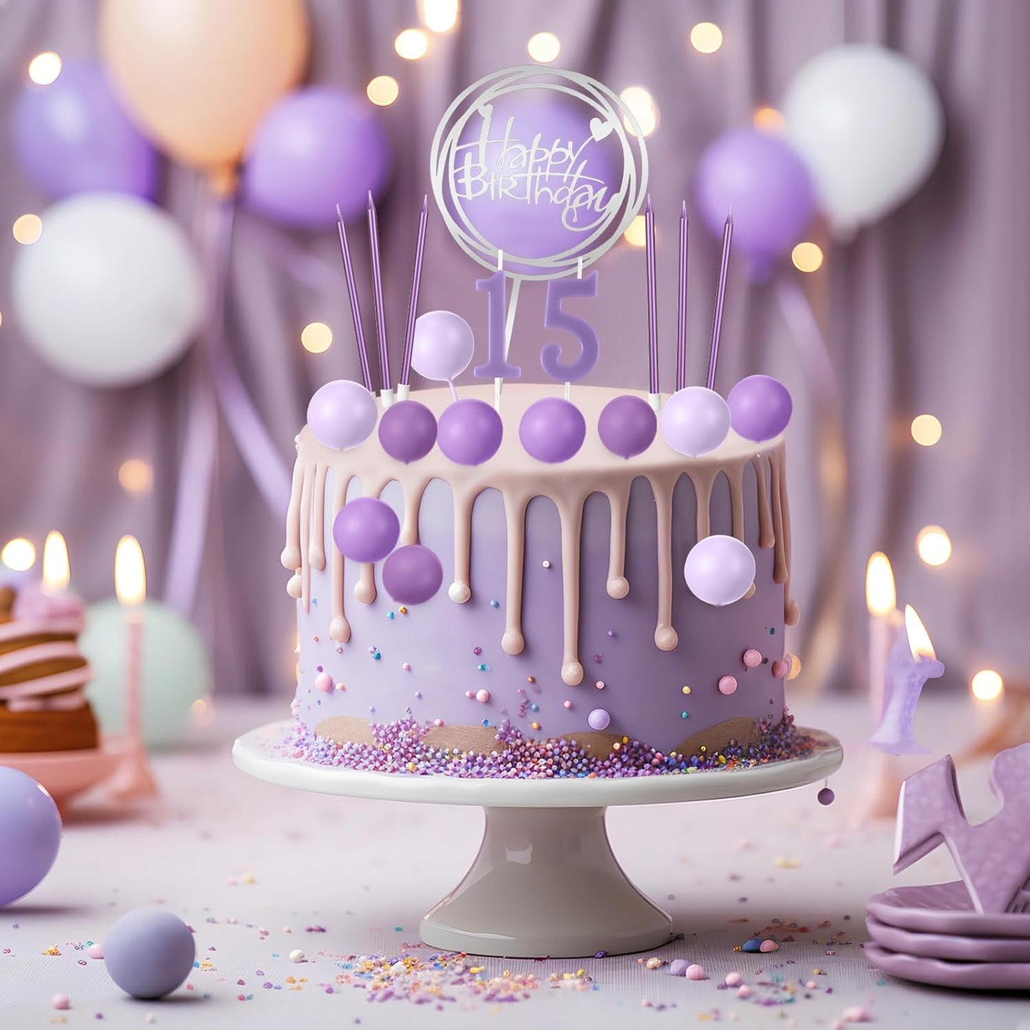 Yerliker 34 Pcs Happy Birthday Cake Toppers Decorations Birthday Candles DIY Cake Decor for Men Women Wedding Anniversary(Gold)