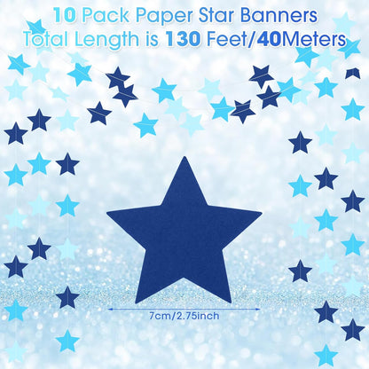 Patelai Glitter Star Garland Banner 2026 Graduation Decor 130 Feet Star Hanging Banner Twinkle Backdrop for Party Birthday Classroom Wedding Supplies(Gold)