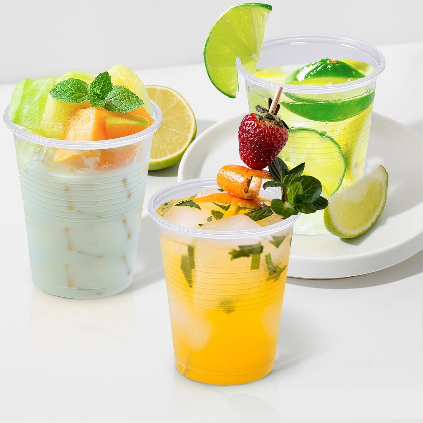 Clawsoff 500 Pack 9 oz Plastic Cups, Disposable Drinking Cups, Water Cups Plastic Clear Cups for Party, Wedding, Graduation, Travel, Holiday, Events, Birthday,Cold,Hot