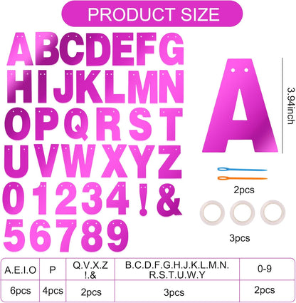 BEISHIDA 116 PCS A-Z DIY Letter Banner Kit Make Your Own Banner Including 111 Letters and Numbers 3 Rope and 2 Threading Device,Customized for Birthday Graduation Wedding Decor Black