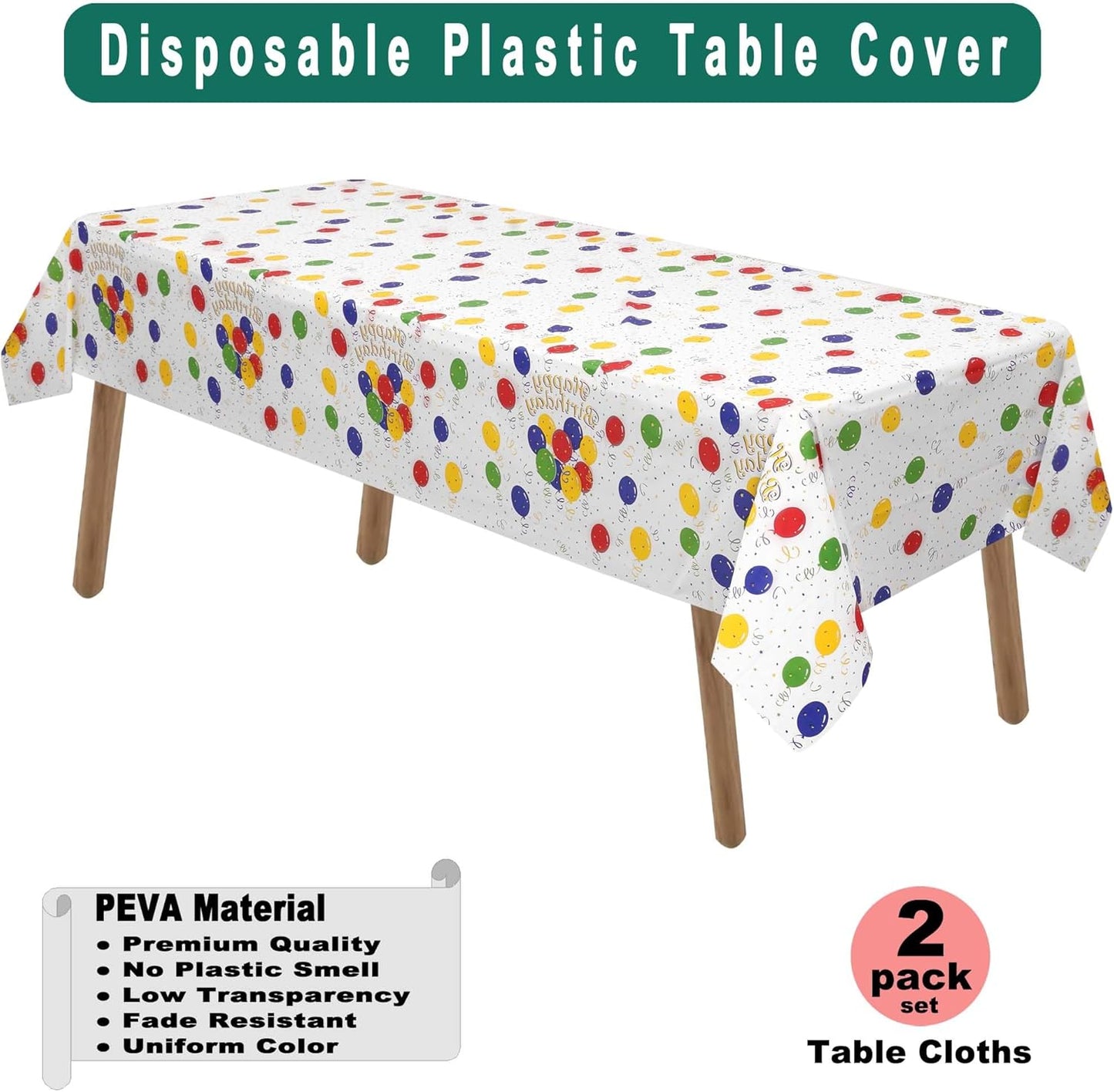 PARTY ULYJA White Plastic Tablecloths 2 Pack Disposable Table Covers 54 x 108 Inch Bridal Shower PEVA Vinyl Table Cloths for Picnic Birthday Wedding Banquet Parties 8 ft Rectangle Table Use