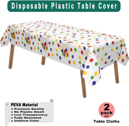 PARTY ULYJA White Plastic Tablecloths 2 Pack Disposable Table Covers 54 x 108 Inch Bridal Shower PEVA Vinyl Table Cloths for Picnic Birthday Wedding Banquet Parties 8 ft Rectangle Table Use