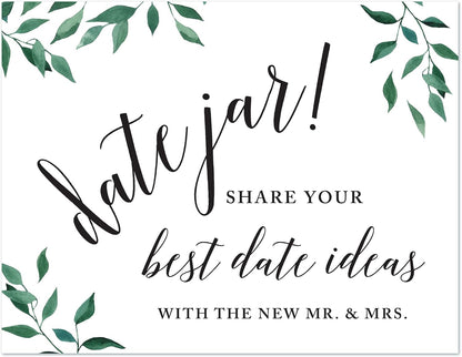 Andaz Press Wedding Party Signs, Natural Greenery Green Leaves, 8.5x11-inch, Bridal Shower Scavenger Hunt, 1-Pack - Colors D