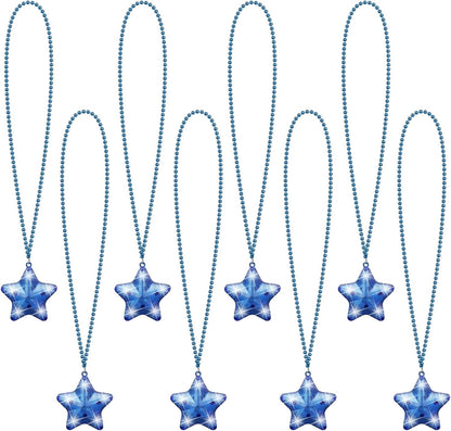 8 Pcs Light Up Necklaces Flashing Star Bead Necklaces Glow In The Dark Party Supplies for Weddings Birthday Valentines Mardi Gras July 4th Halloween Christmas