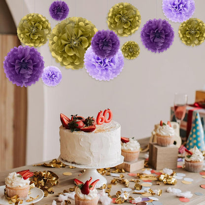 Tissue Paper Pom Poms, Pink Tissue Paper Flowers, Hanging Flower Balls for Weddings Fiesta Parties Birthday Baby Showers Classroom Bridal Shower Decoration (18Piece Set-6/10/12/14Inch)