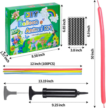LXZFCRG Long Balloons with Pump, Premium Latex Twisting Balloons animal kit, Birthday Gifts for Girls and Boys Arts and Crafts Pastel Color 100Pcs