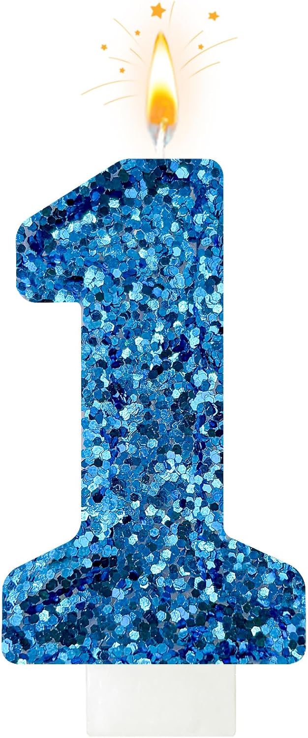 Birthday Number Candles, Glitter Number Candle Cake Decorations with Sequins, Cupcake Decorations for Girls, Women, Party Anniversary Celebrations (Number 6, Purple)