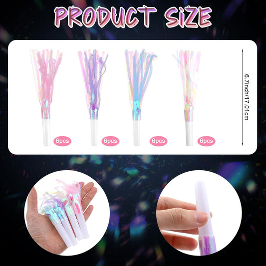 24Pcs Party Horns,Glitter Party Blowers for Adults,Birthday Blowers Colorful Blow Horn Partys Noise Makers for Celebrations,Weddings & Sporting Events