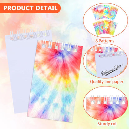 Dianelhall 24 Pcs Mini Tie Dye Notebooks Colorful Party Favors Mini Spiral Notepads Party Supplies for Kids End of Year Graduation Kindergarten Preschool Birthday School Classroom Gifts