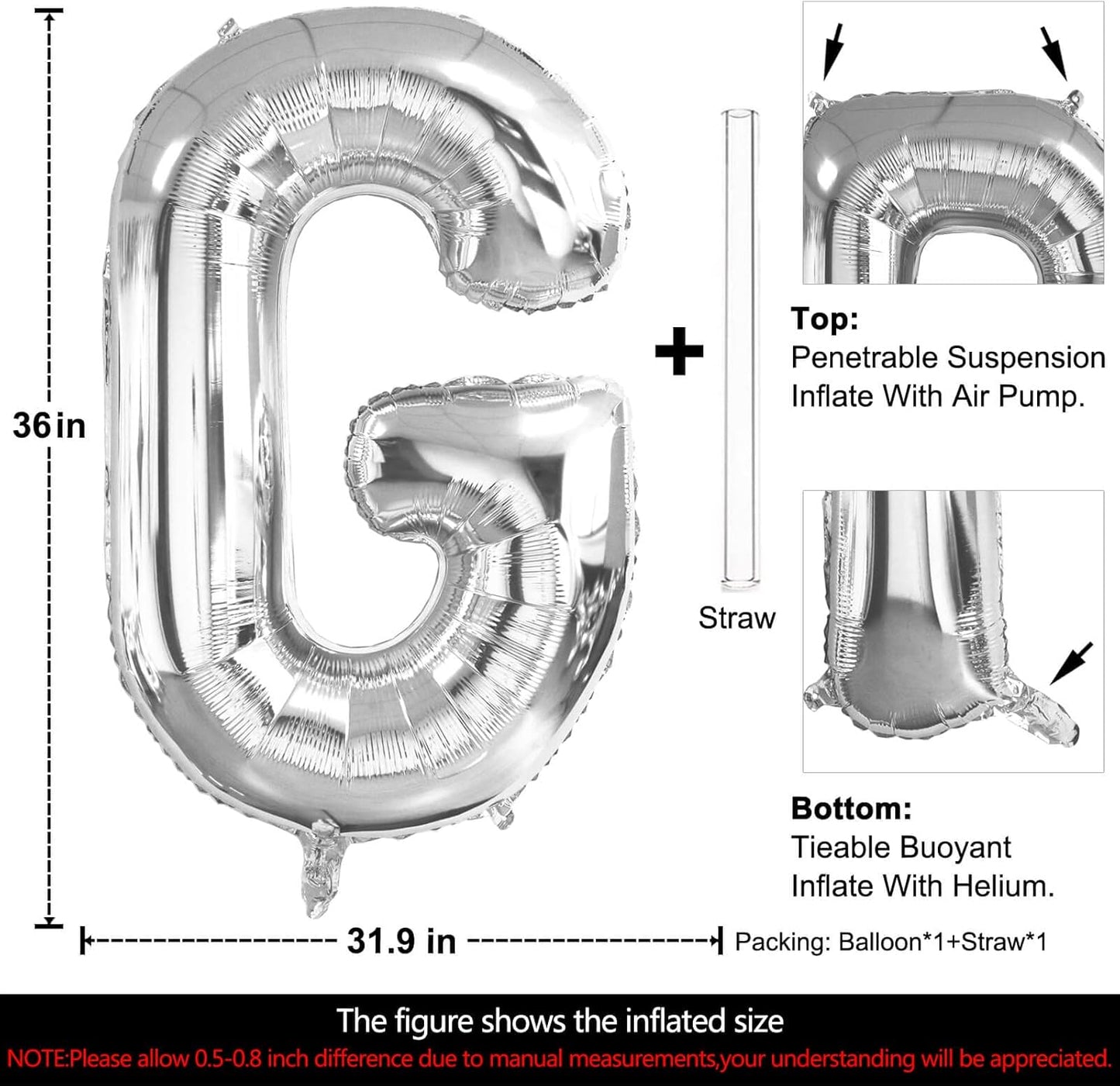 Lovoir 40 Inch Large Silver Letter M Balloons Big Size Jumbo Mylar Foil Helium Balloon for Birthday Party Celebration Decorations Alphabet Silver M