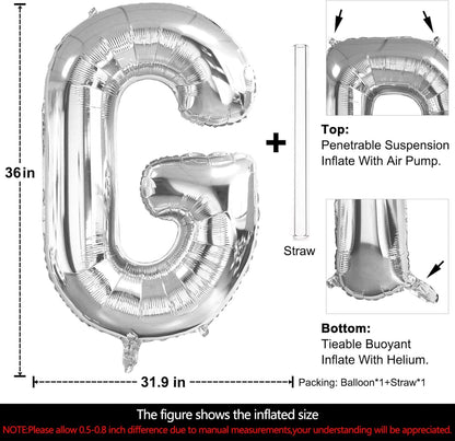 Lovoir 40 Inch Large Silver Letter M Balloons Big Size Jumbo Mylar Foil Helium Balloon for Birthday Party Celebration Decorations Alphabet Silver M