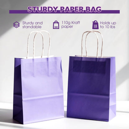 32 Pack Paper Gift Bags with Handles, 5.8"×3.2"×8.25" Party Favor Bags, Gift Bags, Small Gift Bags with Handles, Party Bags, Small Goodie Bags Bulk for Birthday, Crafts, Wedding, Party Supplies (8 Colors)