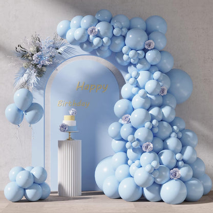 RUBFAC 87pcs Metallic Blue Silver Balloon Garland Arch Kit, 18 12 10 5 Inch Blue Silver Confetti Latex Party Balloons for Birthday Graduation Baby Shower Decoration