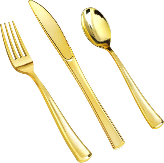 SETUP [160 Count] Disposable Silverware, Silver Combo Cutlery - 80 Forks, 40 Spoons, 40 Knives - Heavy Duty, and Durable Silver Plastic Silverware Set Great for Parties, Events and Everyday use