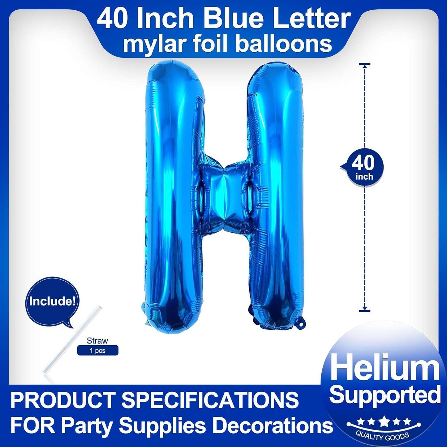 40 Inch Blue Letter A Balloons, DIY Phrase Foil Alphabet Letter A Balloons DIY Word A Banner for Birthday Anniversary Celebration Graduation Party Supplies Decoration