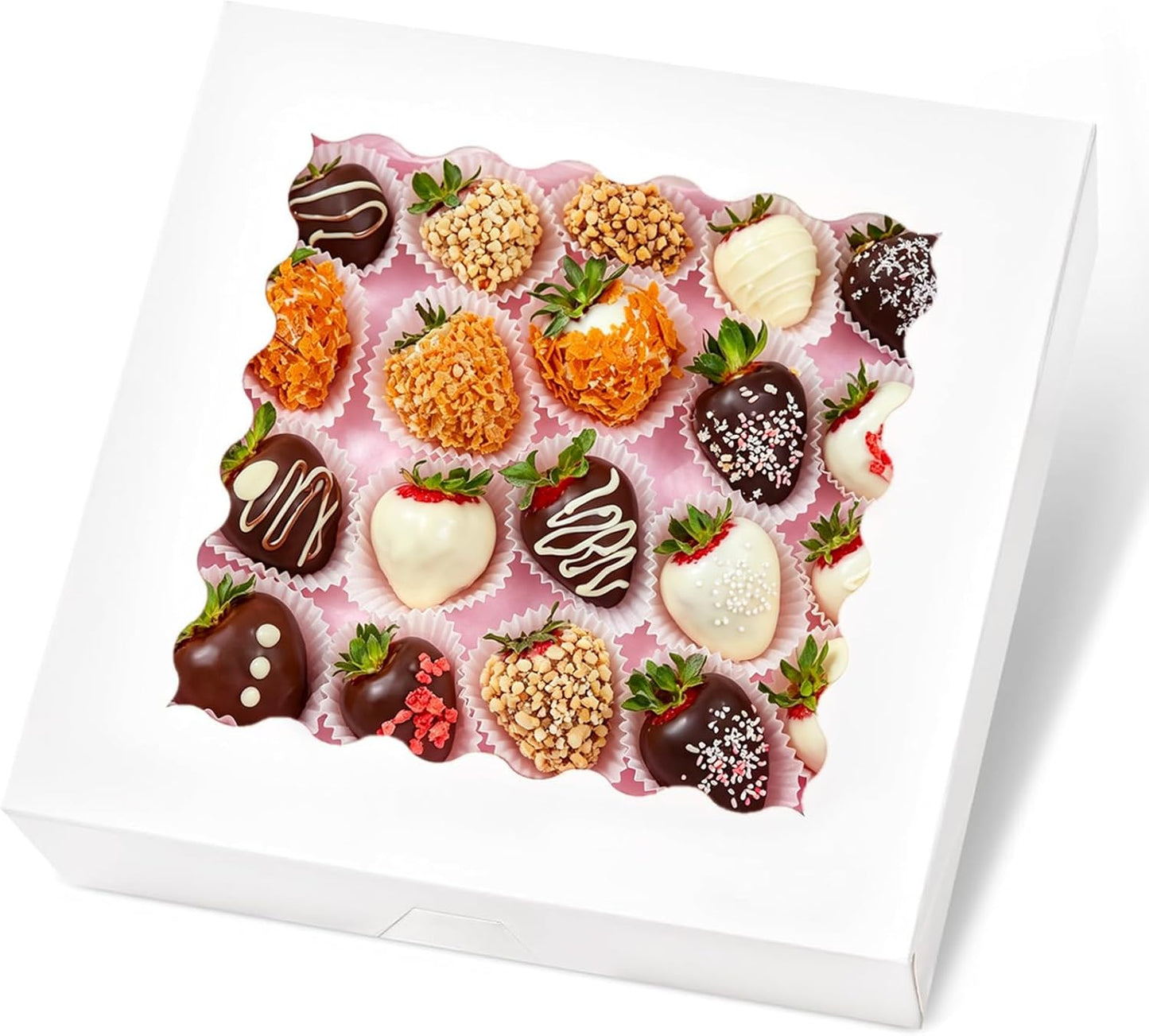 Kucoele 20 PCS Pie Boxes, 9 x 9 x 2.5 Inches Bakery Boxes with Window, Auto-Popup Cookie Boxes White Treat Boxes for Chocolate Strawberries, Pastries, Muffins, Donuts