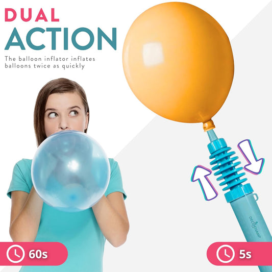 by DECOCHAMP Deco Pumps Mini - 2-Way Dual Action Mini Air Pump Manual Balloon Inflator Portable Air Pump for Balloons Manual Pump Balloons Supplies