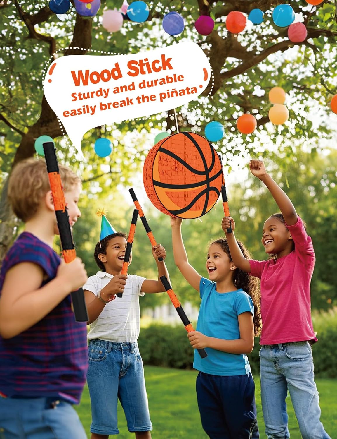 Soccer Piñata – Includes Wooden Stick, Blindfold, and Confetti – 13"x13"x3" – Perfect for Sports Party Decorations and Soccer Pinatas for Birthday Party
