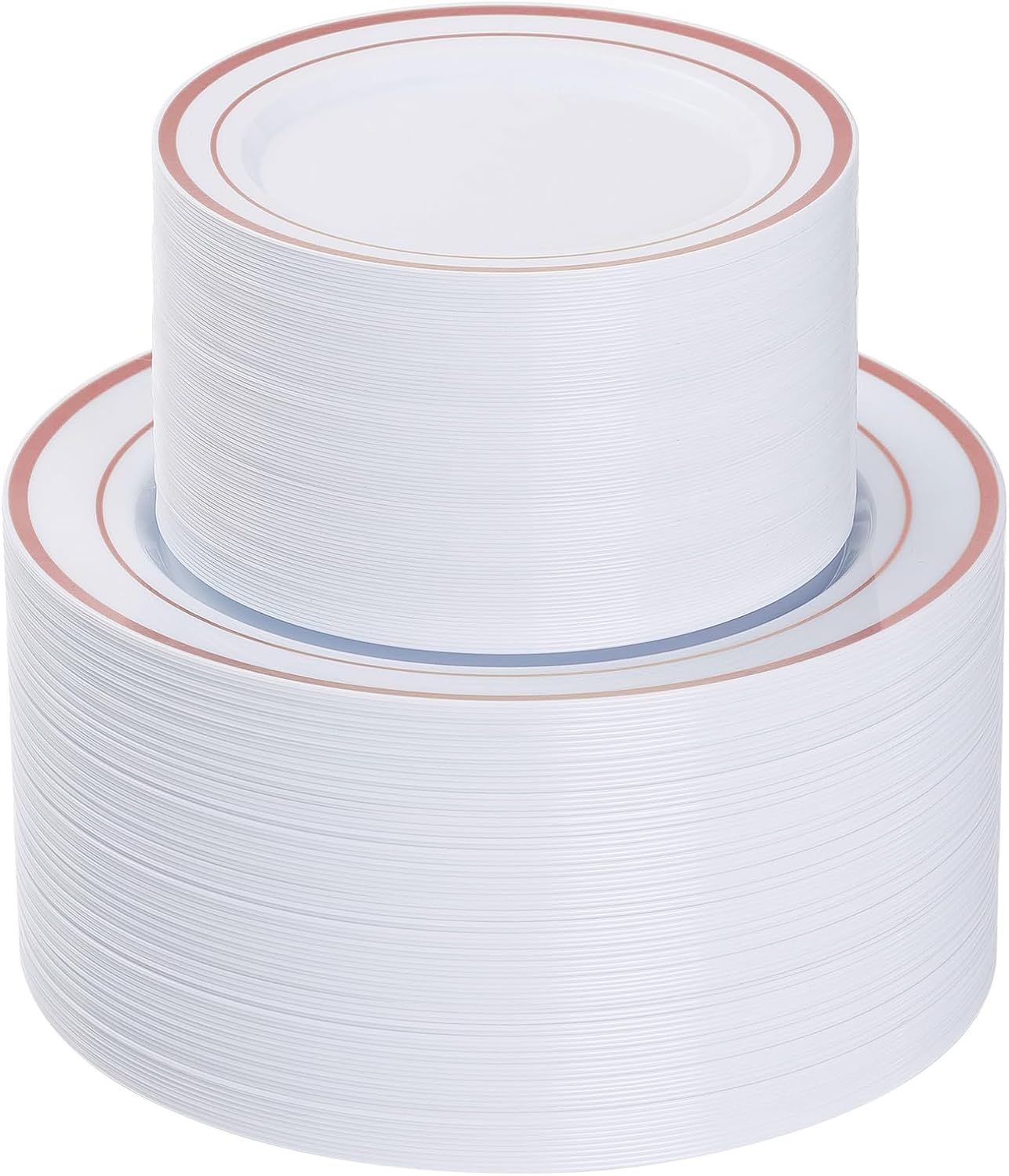 Goodluck 200PCS Gold Plastic Plates, Heavy Duty Disposable Gold Plates with 100 10.25 inch Dinner Plates and 100 7.5 inch Dessert Plates for Party, Holiday, Wedding, Thanksgiving