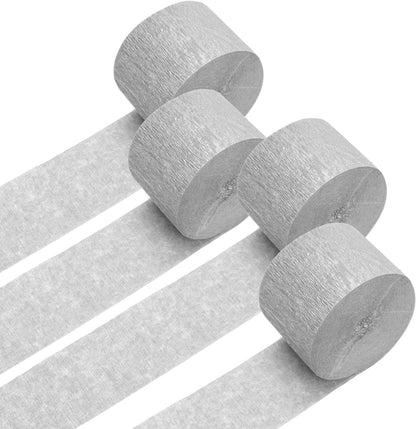 PIGETALE Crepe Paper Streamers 4 Rolls 328ft, Pack of Unique 3 Purple and White Party Streamer for Birthday Wedding Ceremony Baby Shower Party Decorations DIY Supplies Art Crafts (1.8Inch x 82Ft/Roll)