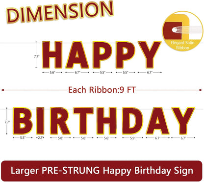 Happy Birthday Banner - 9ft Pre-Strung Happy Birthday Sign for Women, Men, Girls, Boys - No DIY Birthday Decorations & Party Supplies(Macaron)
