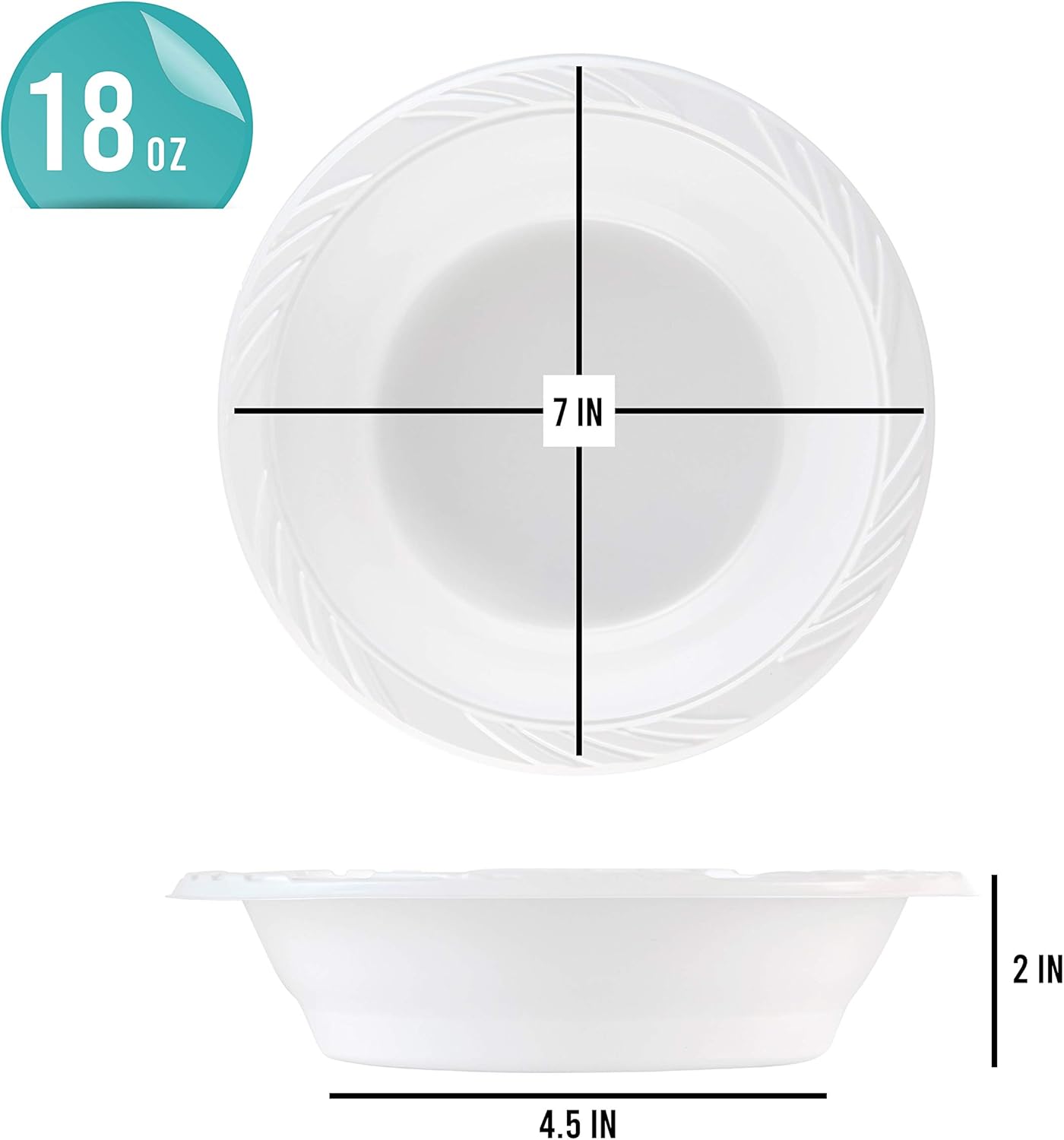 100 Count Disposable 12 ounce White Plastic Soup Bowls