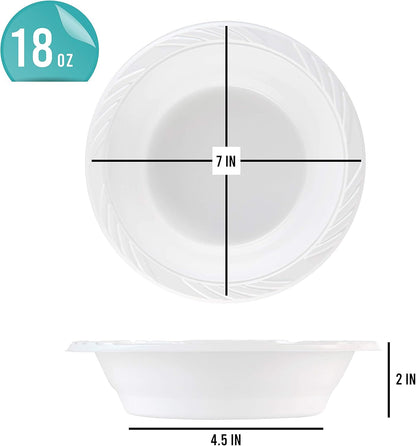 100 Count Disposable 12 ounce White Plastic Soup Bowls