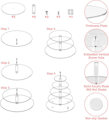 Acrylic Cupcake Tower, 7-Tier Round Cake Stand for 100 Cupcakes, Dessert Display for Parties & Weddings