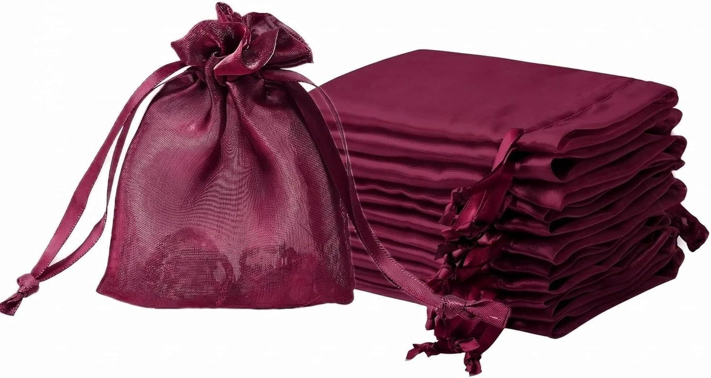 QIANF 20 Pcs Peacock Blue Small Organza Bags 3X4 inch for Wedding Favors with Drawstring, Mini Mesh Gift Bags Jewelry Pouch for Candy Bridal Shower Party Favor Baby Shower Christmas