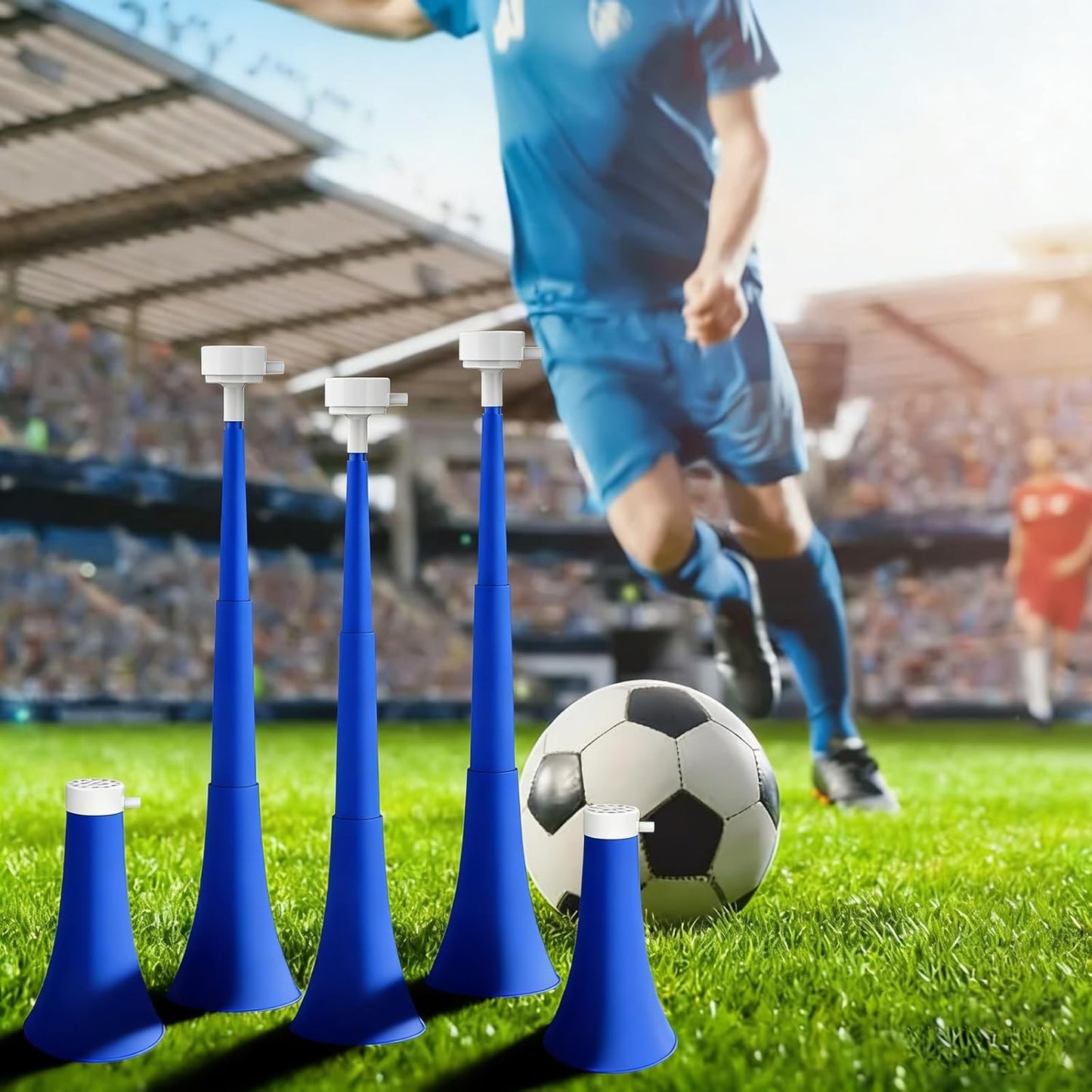 Collapsible Stadium Horn, Vuvuzela Plastic Blow Horns, Team Cheering Spirit Accessories Noisemakers, Foldable Trumpet Noise Makers for Sporting Events, Football Soccer Games, School Party Supply