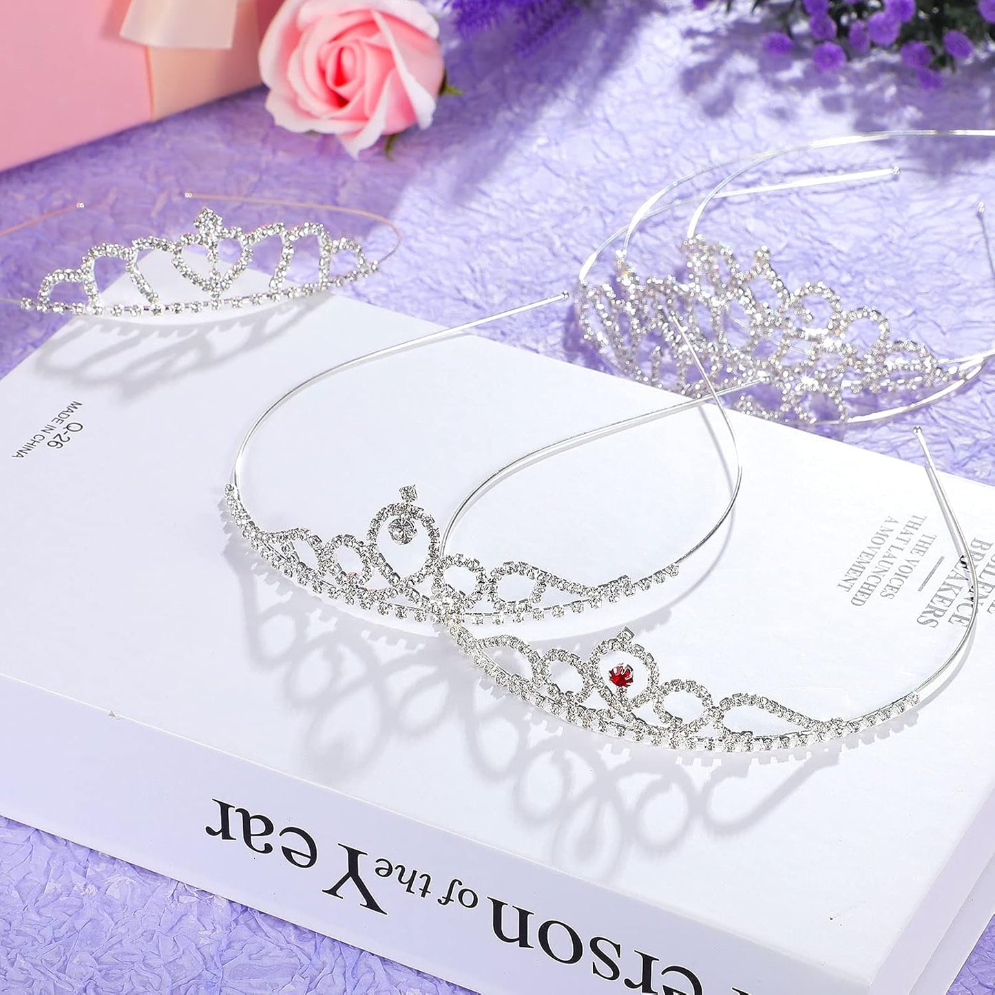 Chuangdi 16 Pcs Tiara Crowns for Women Girls Silver Princess Rhinestone Tiara Bulk Crystal Tiaras Crowns Headbands Sparkly for Wedding Birthday Party Prom Bride Bridesmaids Hair Accessories