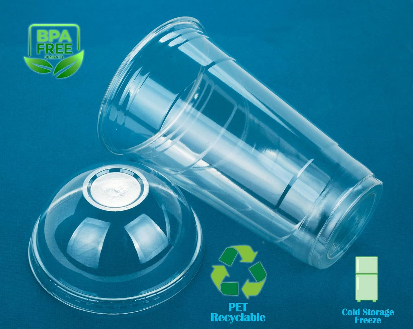 Golden Apple Cup series, 9oz Clear Plastic cups with Flat lids no hole 50sets