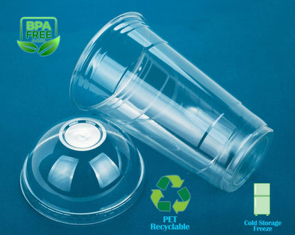 Golden Apple Cup series, 9oz Clear Plastic cups with Flat lids no hole 50sets