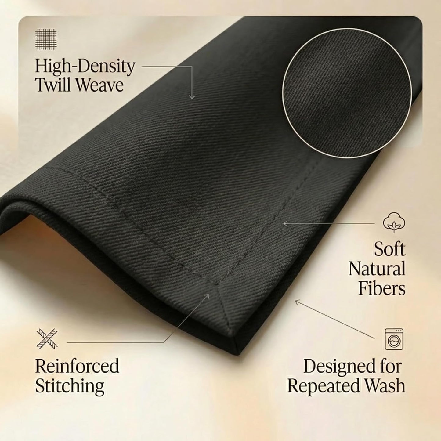 ACCENTHOME Natural Cotton Linen Napkin Set of 12 18x18 inch Dinner Napkins - Washable Soft Premium Hotel Quality Reusable Hemmed Edges Napkins Perfect Table Linens for Family Dinners, Weddings