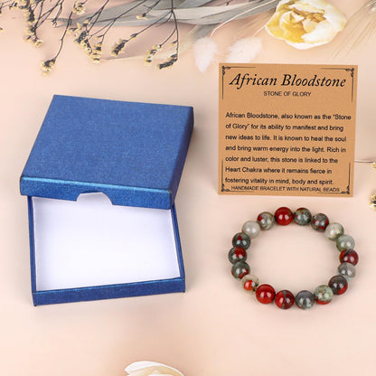 LPBeads Handmade Natural Gemstone Stretch Elastic Bracelet Healing Crystal Round Stone Beads Jewelry Gifts for Women Men