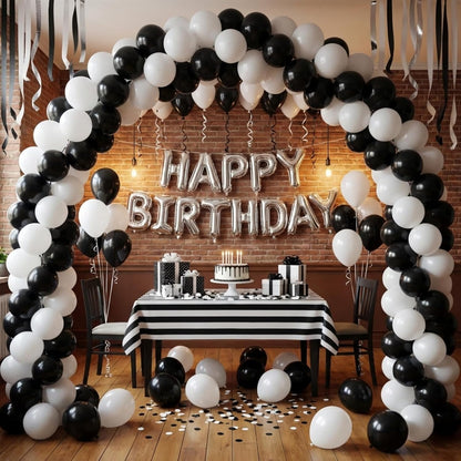 Black and Gold Balloons Garland Arch Kit, 134pcs Black and Metallic Gold Balloons with Different Size for 2026 Graduation Decorations, New Year, Birthday, Anniversary Party Decorations