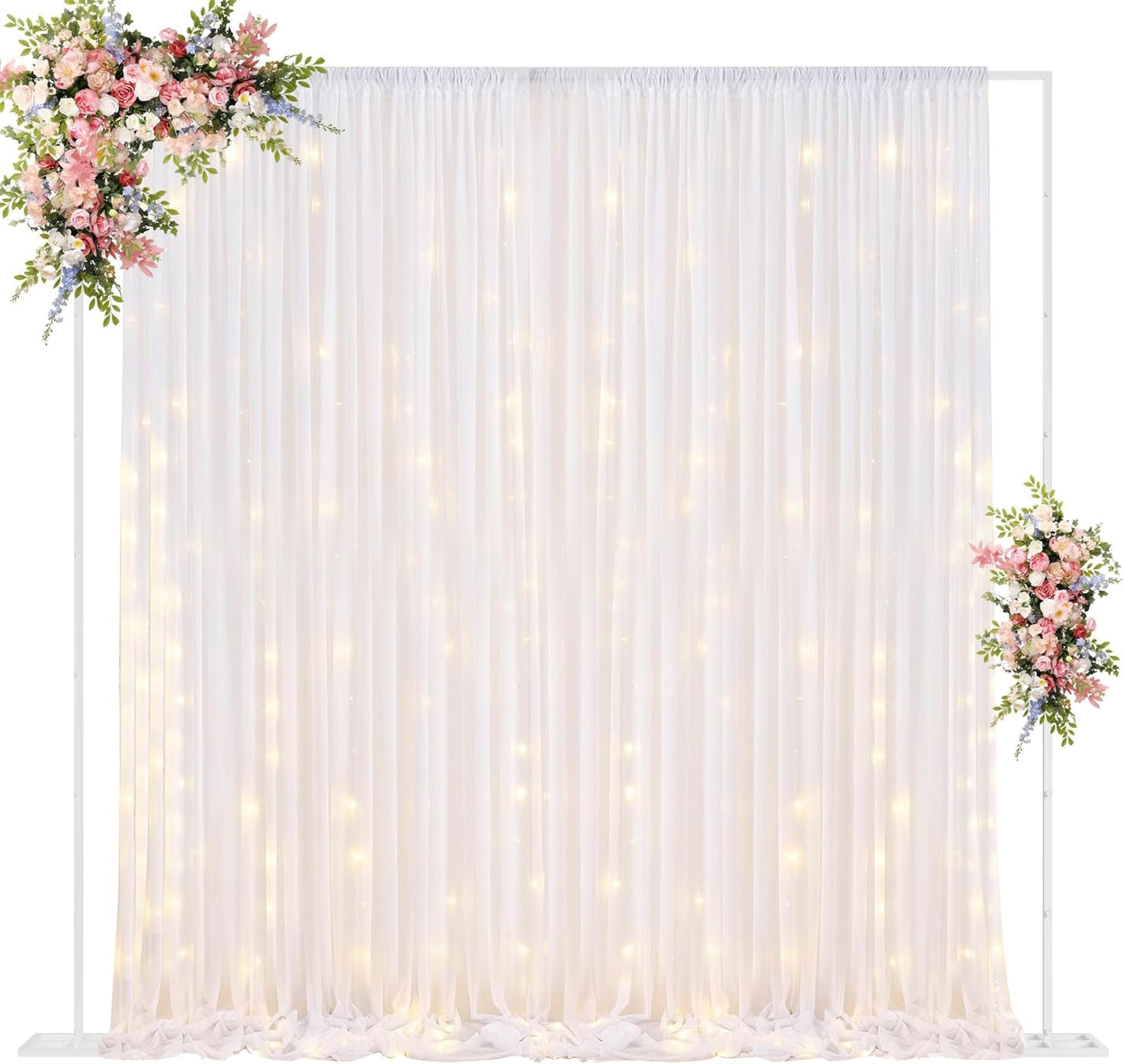 Fomcet 10FT x 10FT Backdrop Stand Heavy Duty with Base, Gold Portable Adjustable Pipe and Drape Kit, Square Metal Arch Party Frame for Wedding Birthday Parties Banquet Decorations