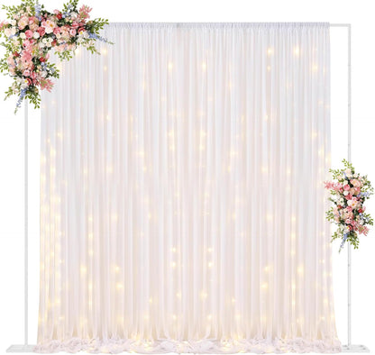 Fomcet 10FT x 10FT Backdrop Stand Heavy Duty with Base, Gold Portable Adjustable Pipe and Drape Kit, Square Metal Arch Party Frame for Wedding Birthday Parties Banquet Decorations