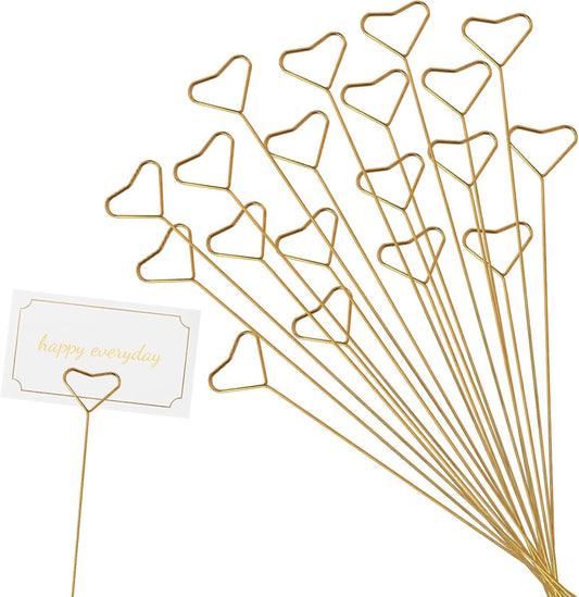 Abeillo 20 Pcs Floral Card Holder Picks Gold Star Picture Sticks for Centerpiece, Photo Holders for Tables Flower Card Holder Stick for Bouquets, Greeting Cards, Postcards Wedding Party