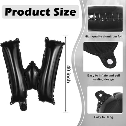 Black Letter A Balloons, 40 Inch Large Foil Letter Balloons, Custom Phrase Balloon for Birthday Party Wedding Anniversary Decoration (Black A)