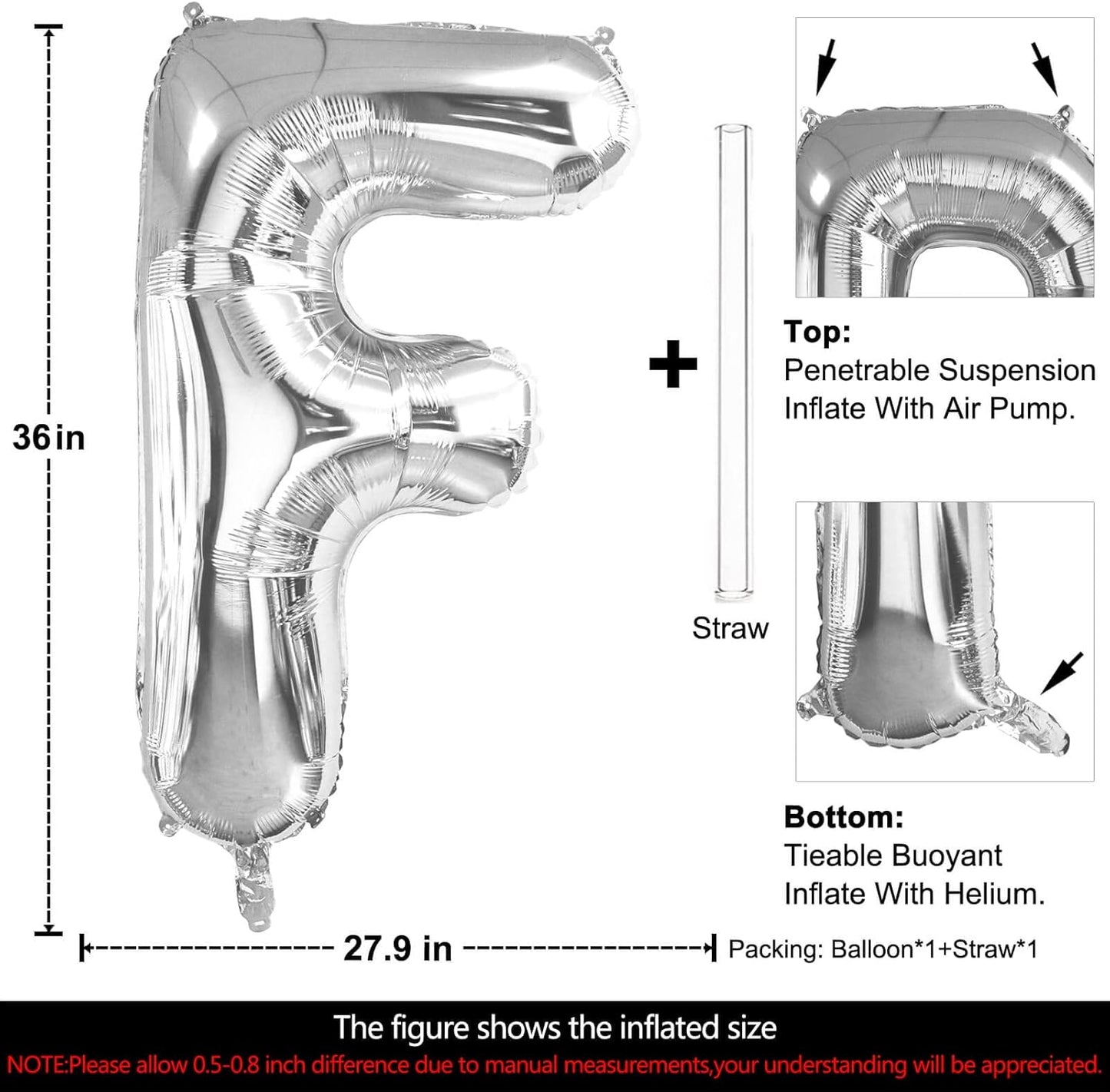 Lovoir 40 Inch Large Silver Letter M Balloons Big Size Jumbo Mylar Foil Helium Balloon for Birthday Party Celebration Decorations Alphabet Silver M