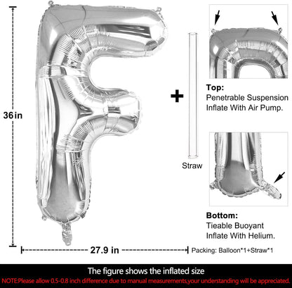 Lovoir 40 Inch Large Silver Letter M Balloons Big Size Jumbo Mylar Foil Helium Balloon for Birthday Party Celebration Decorations Alphabet Silver M