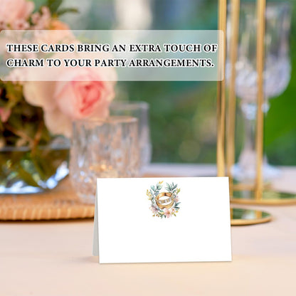 Blue Floral Place Cards for Table Setting, Birthday Baby Shower Folded Tent Cards Wedding Seating Cards for Bridal Shower, Anniversary, Engagement Food Name Card for Party Decoration, 25pcs /A10
