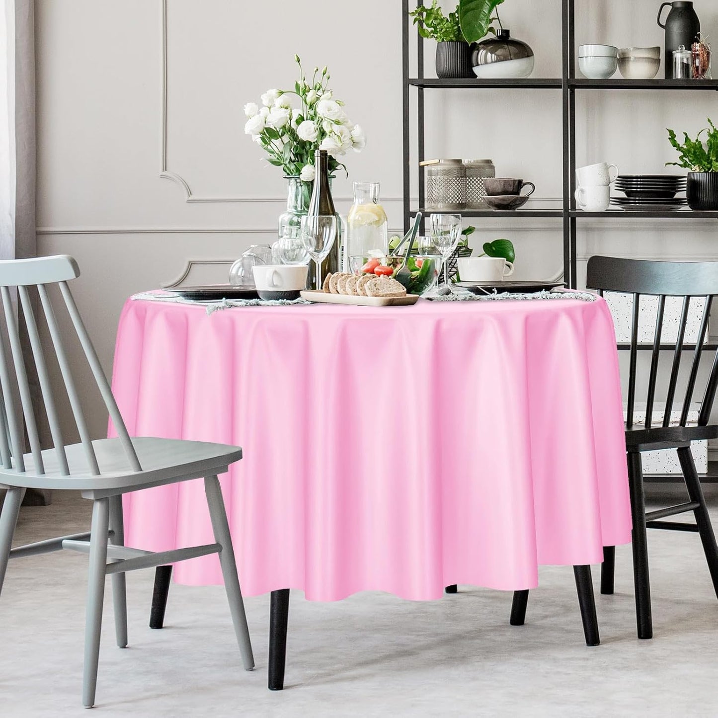 Kopokita 2PCS Black Plastic Tablecloths 54 x 108 Inch, Disposable Table Cloths Rectangle Party Table Covers