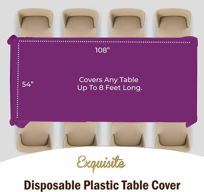 12-Pack Premium Plastic Tablecloth 54in. x 108in. Rectangle Table Cover - Dark Blue - Colors B